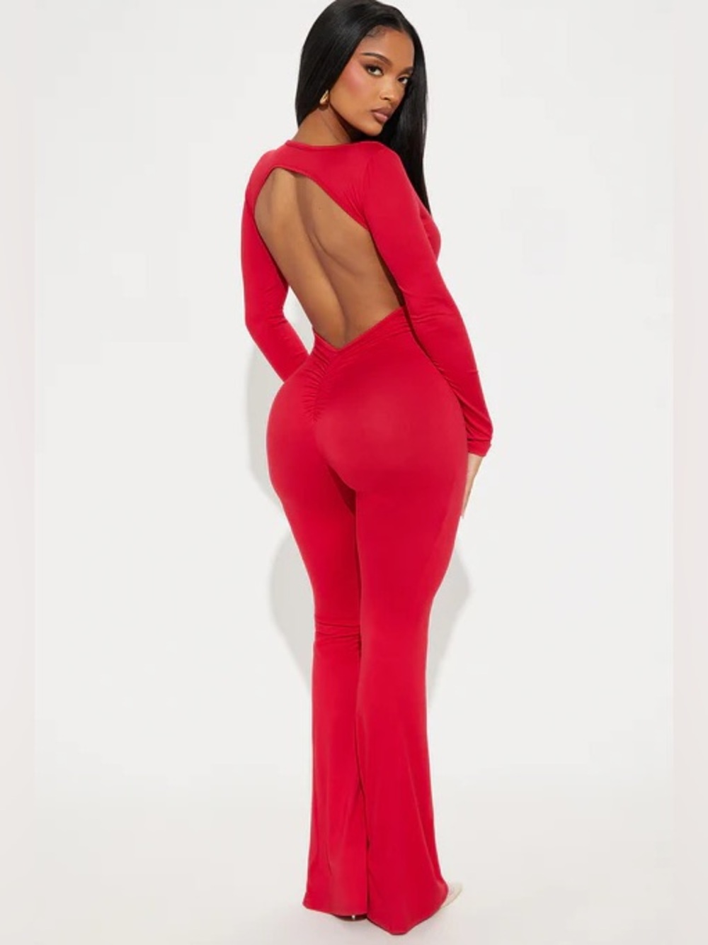 Squeeze Me Long-Sleeve Flare Leg Jumpsuit NEW 🏷️